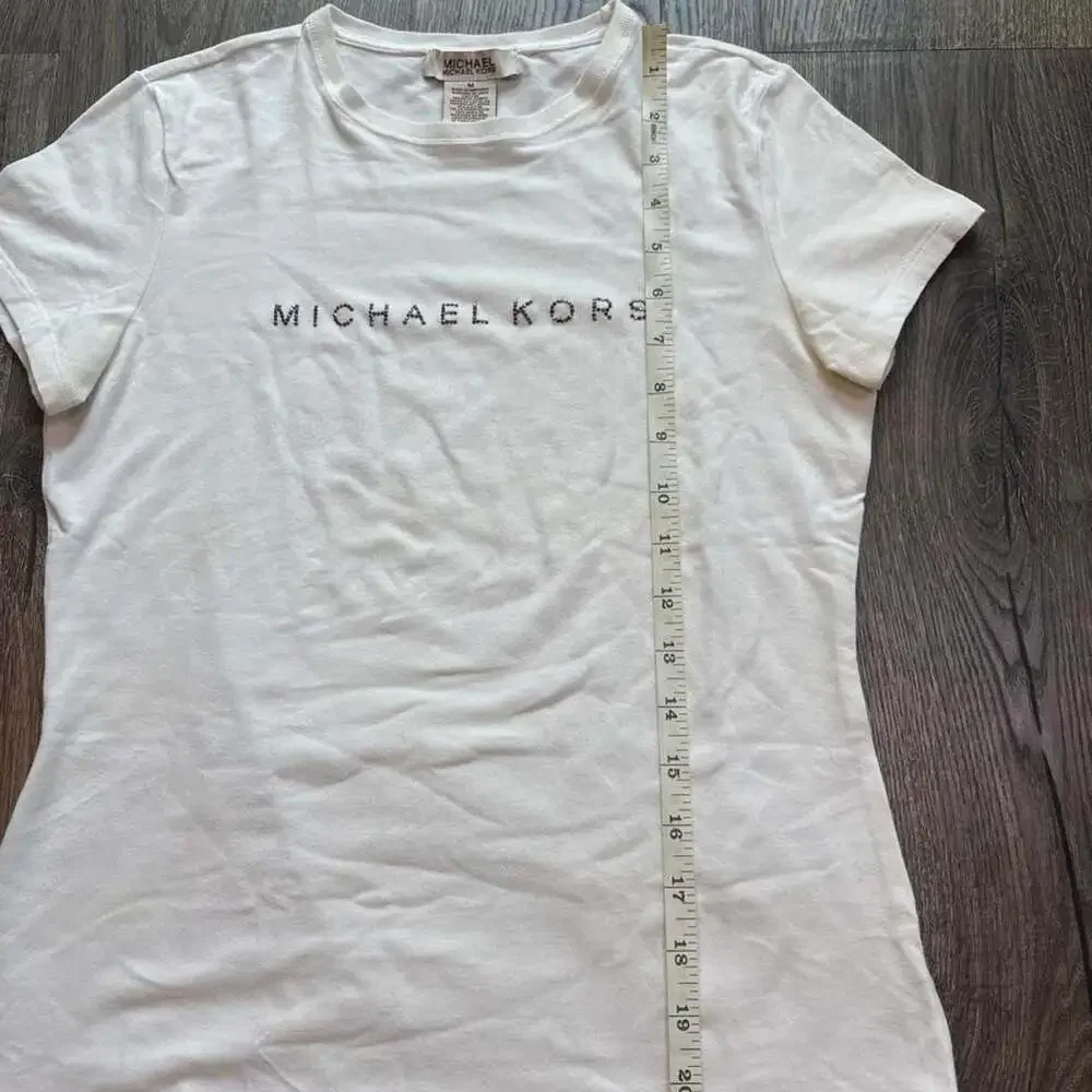 Michael Michael Kors Rhinestone Logo T-Shirt White Medium